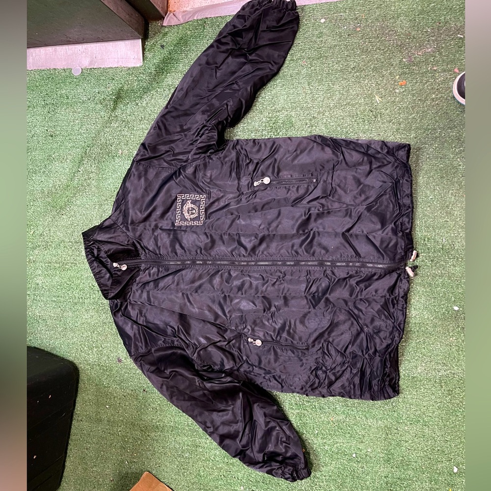 VERSACE Lizard Stamped Black Leather Jacket